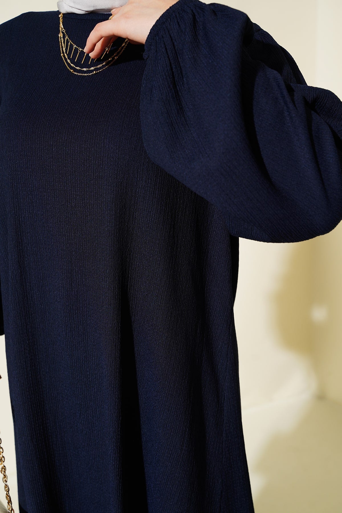 Image of Set tunică și pantaloni bleumarin pentru femei (partea de sus și de jos) 6663