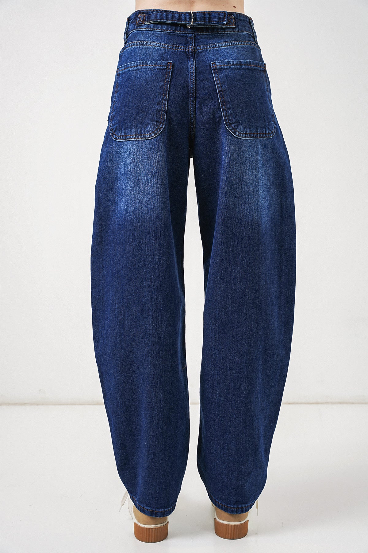Image of 6689 Kadın Yüksek Bel Baggy Kot Pantolon - Lacivert