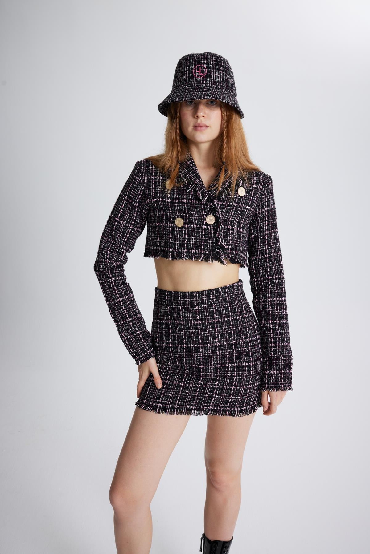 Image of Tüvit Kumaş Mini Tweed Etek Siyah