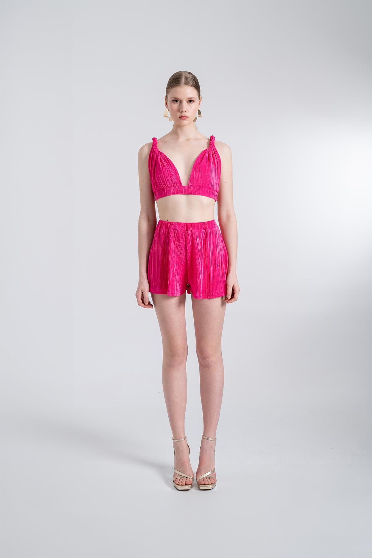 Image of Beli Lastikli Bağlamalı Comfy Büstiyer Pembe