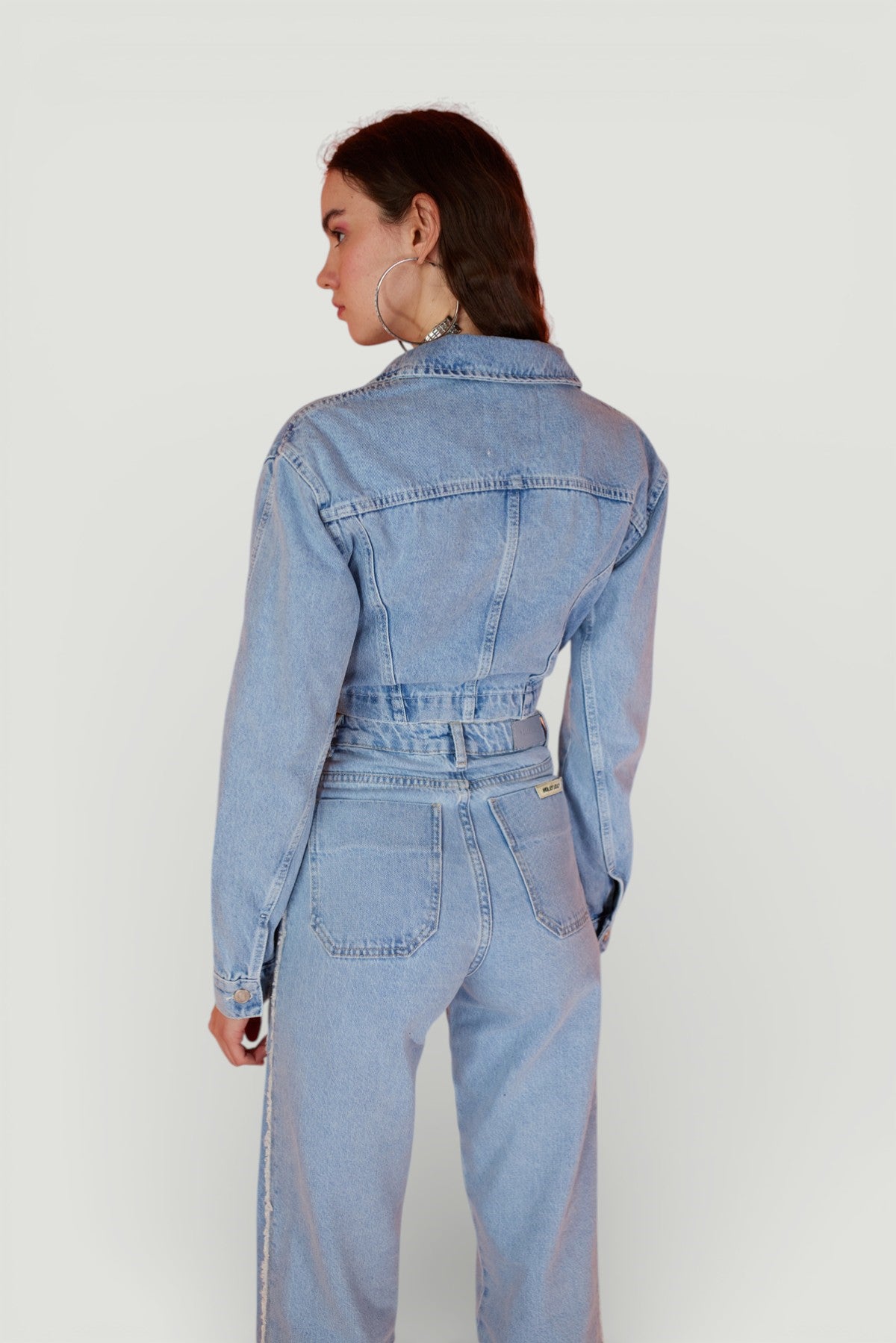 Image of Crop Model Düğme Kapamalı Biana Jean Ceket Mavi
