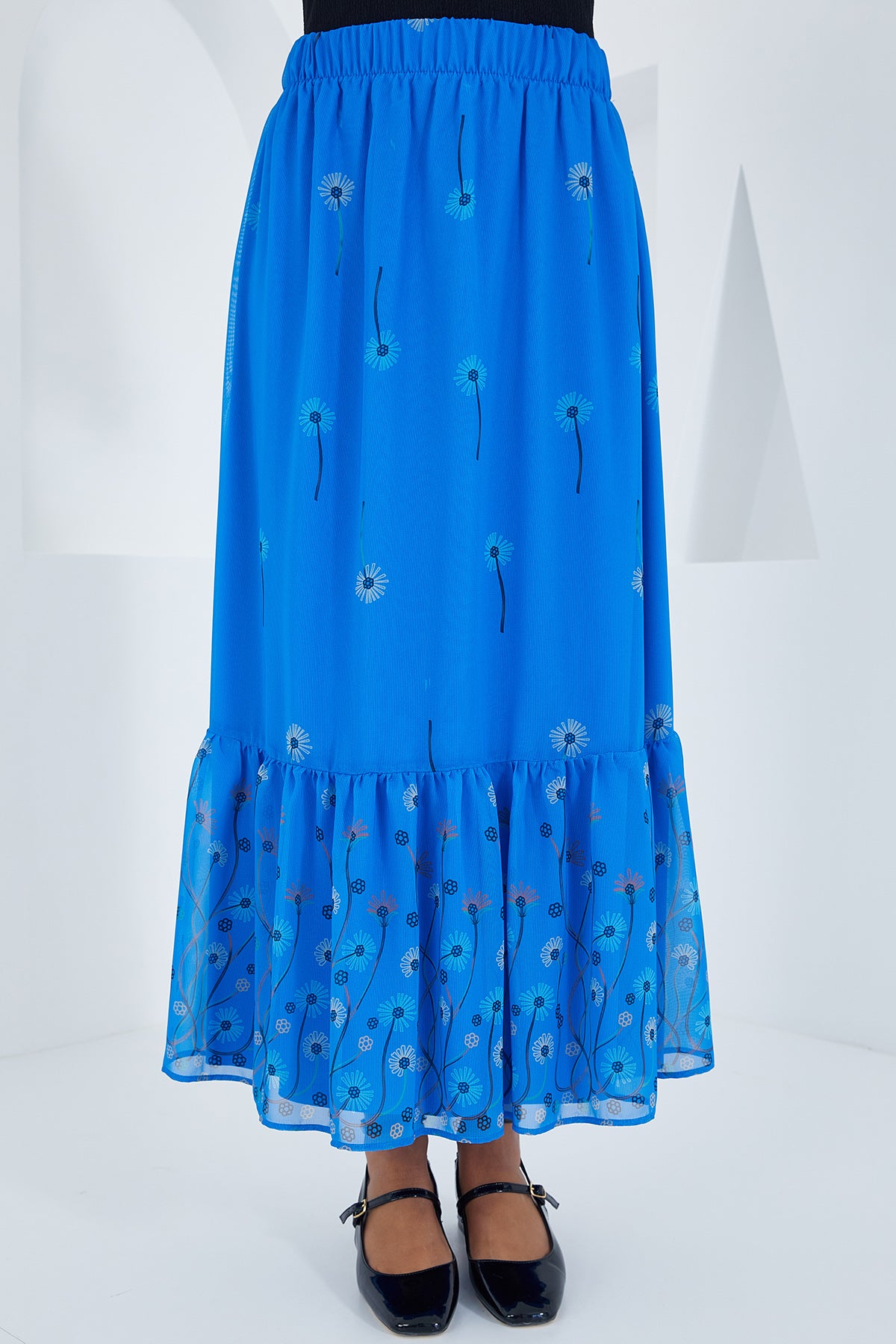 Image of Fustă de șifon pentru femei cu model floral 8010