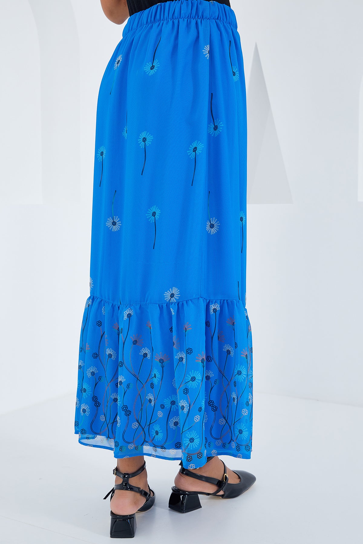 Image of Fustă de șifon pentru femei cu model floral 8010