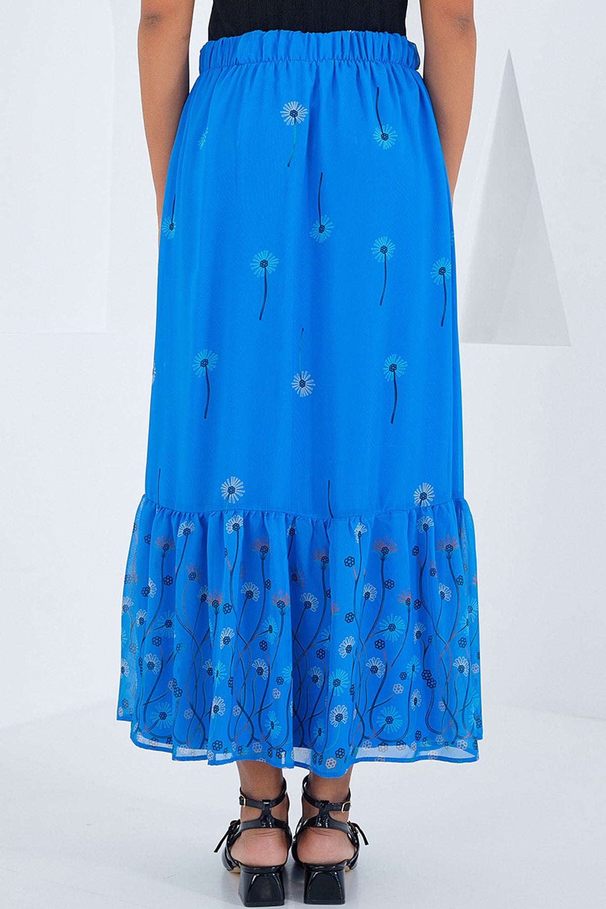 Image of Fustă de șifon pentru femei cu model floral 8010