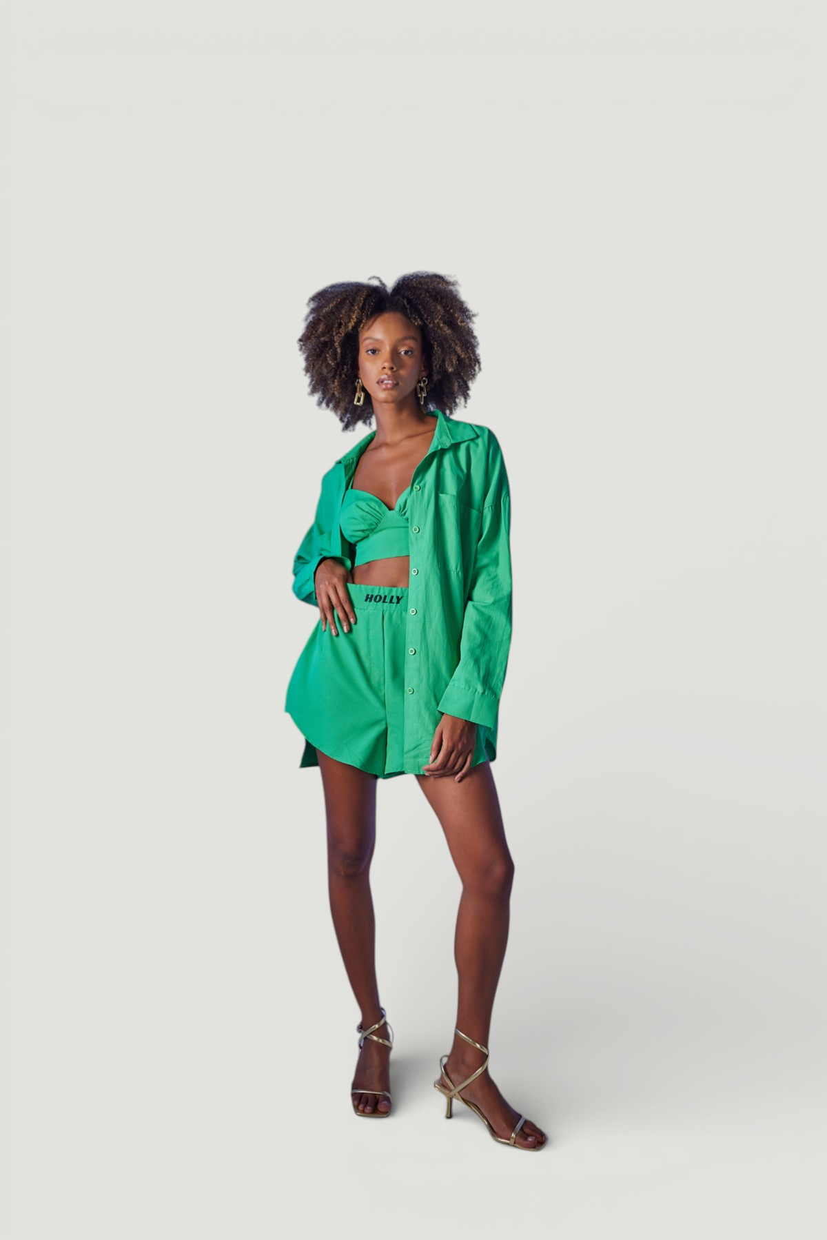 Image of Oversize model düğme kapamalı Leti Gömlek Yeşil