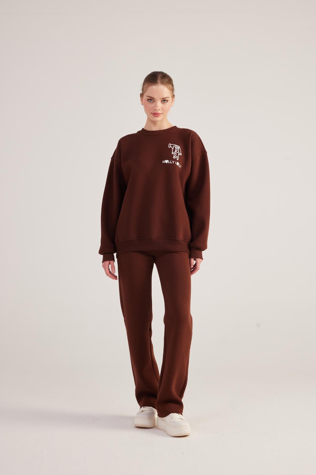 Image of Oversize Kesim Unisex Gaslighting Sweatshirt Kahve
