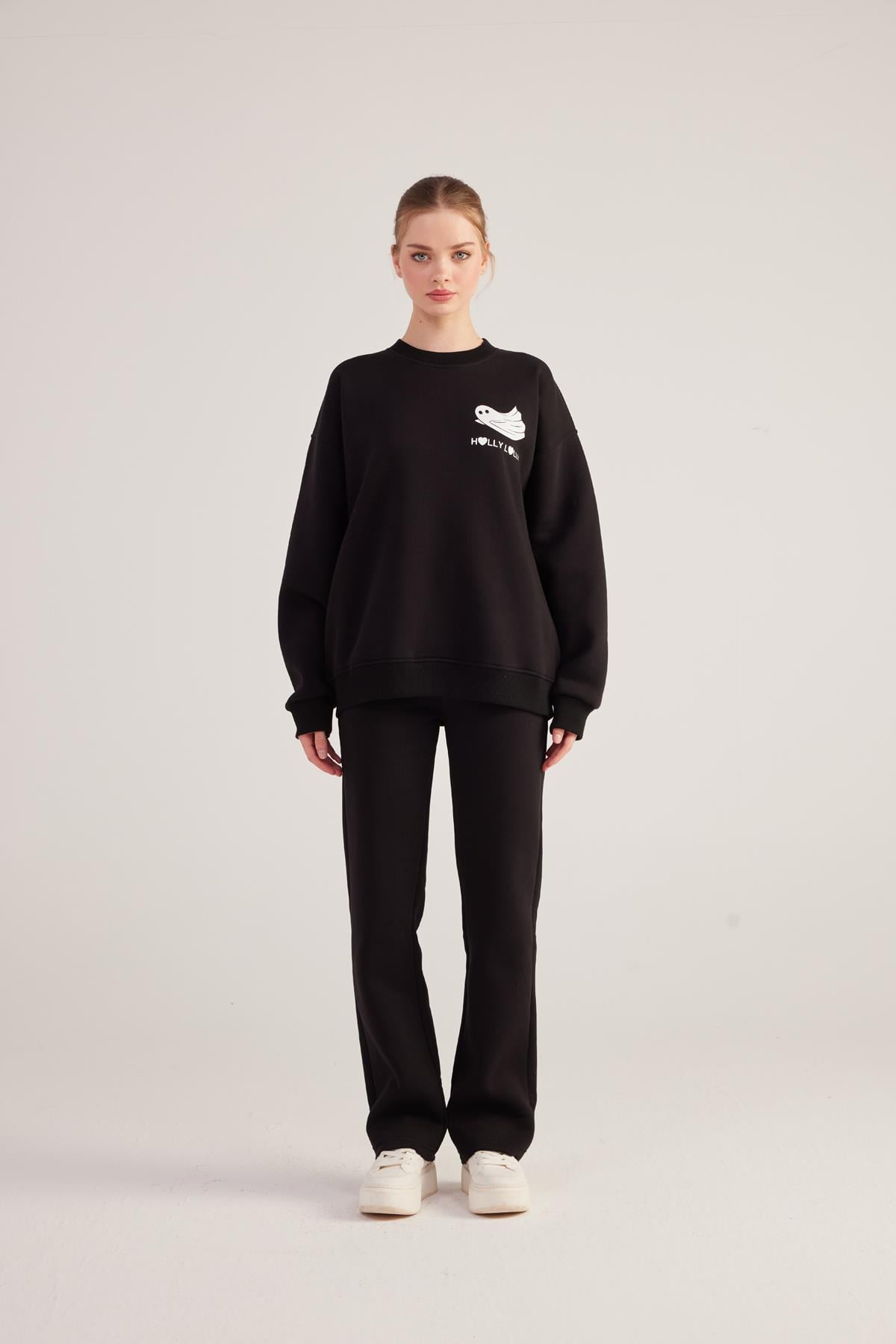 Image of Oversize Kesin Unisex Ghosting Sweatshirt Siyah