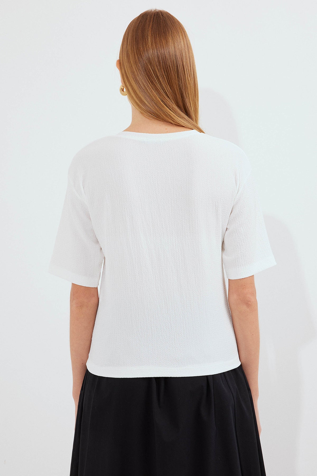 Image of 911 Baskılı Örme Basic Tişört - Turuncu