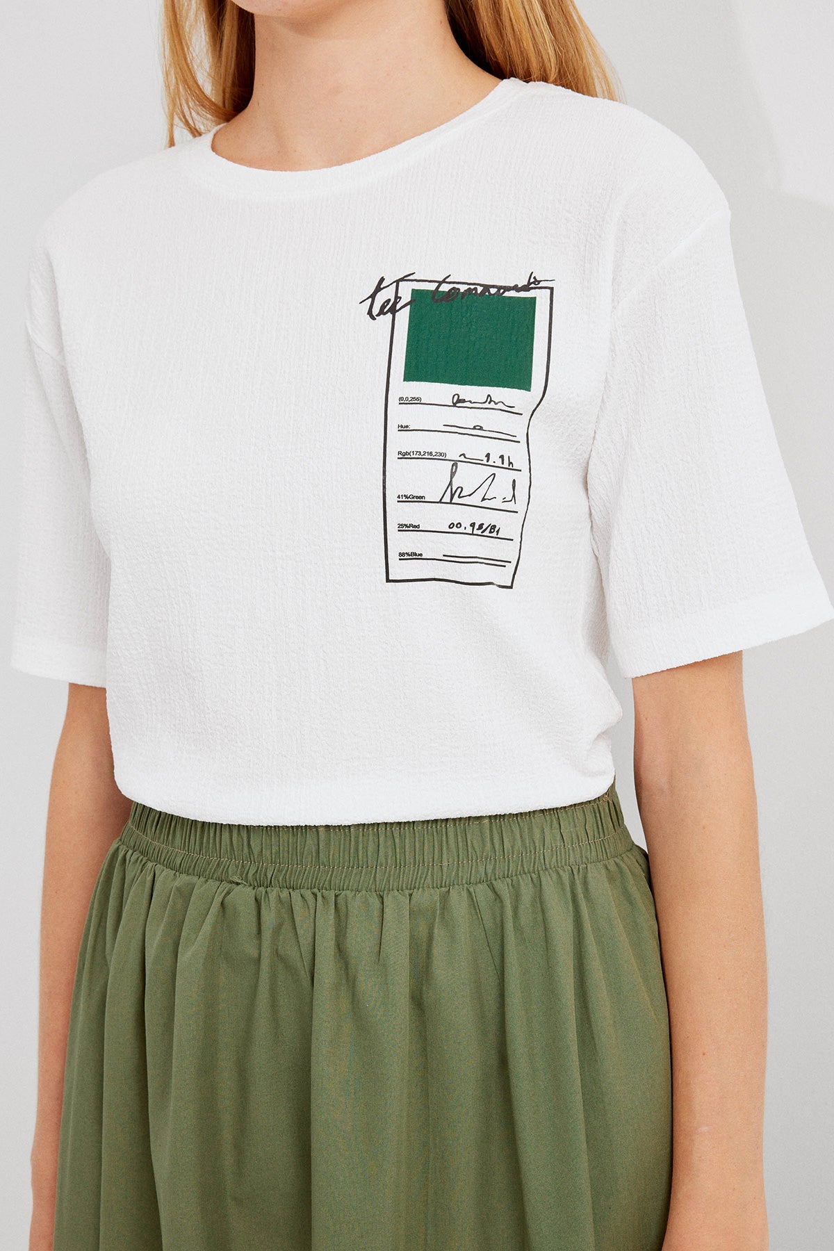Image of 911 Baskılı Örme Basic Tişört - Yeşil
