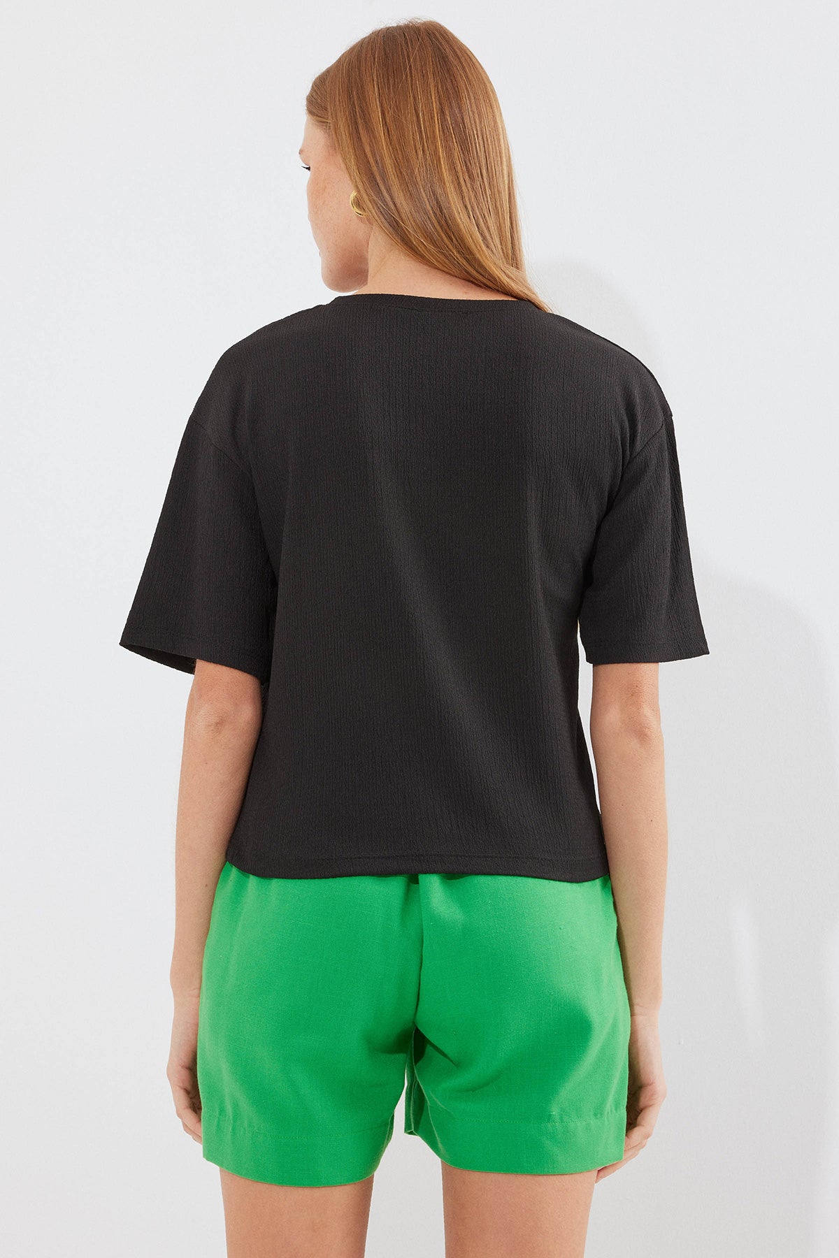 Image of 912 Baskılı Örme Basic Tişört - Siyah