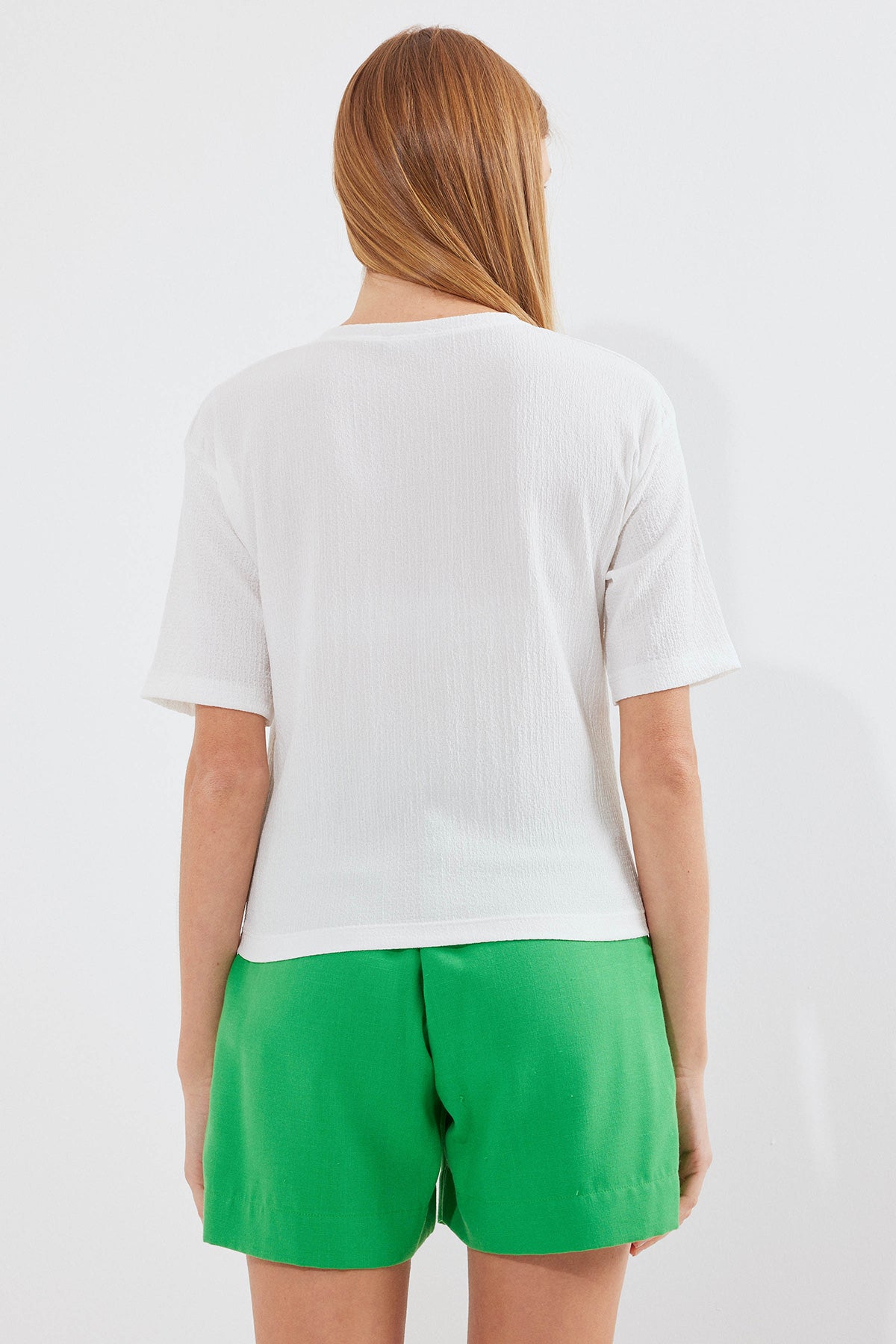 Image of 913 Baskılı Örme Basic Tişört - Beyaz
