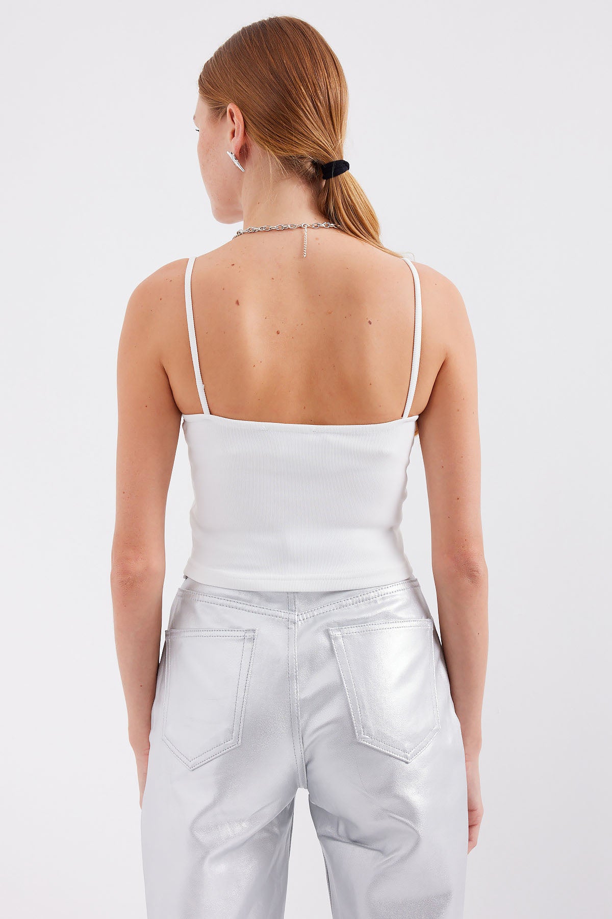 Image of 918 İp Askılı Crop Top - Beyaz