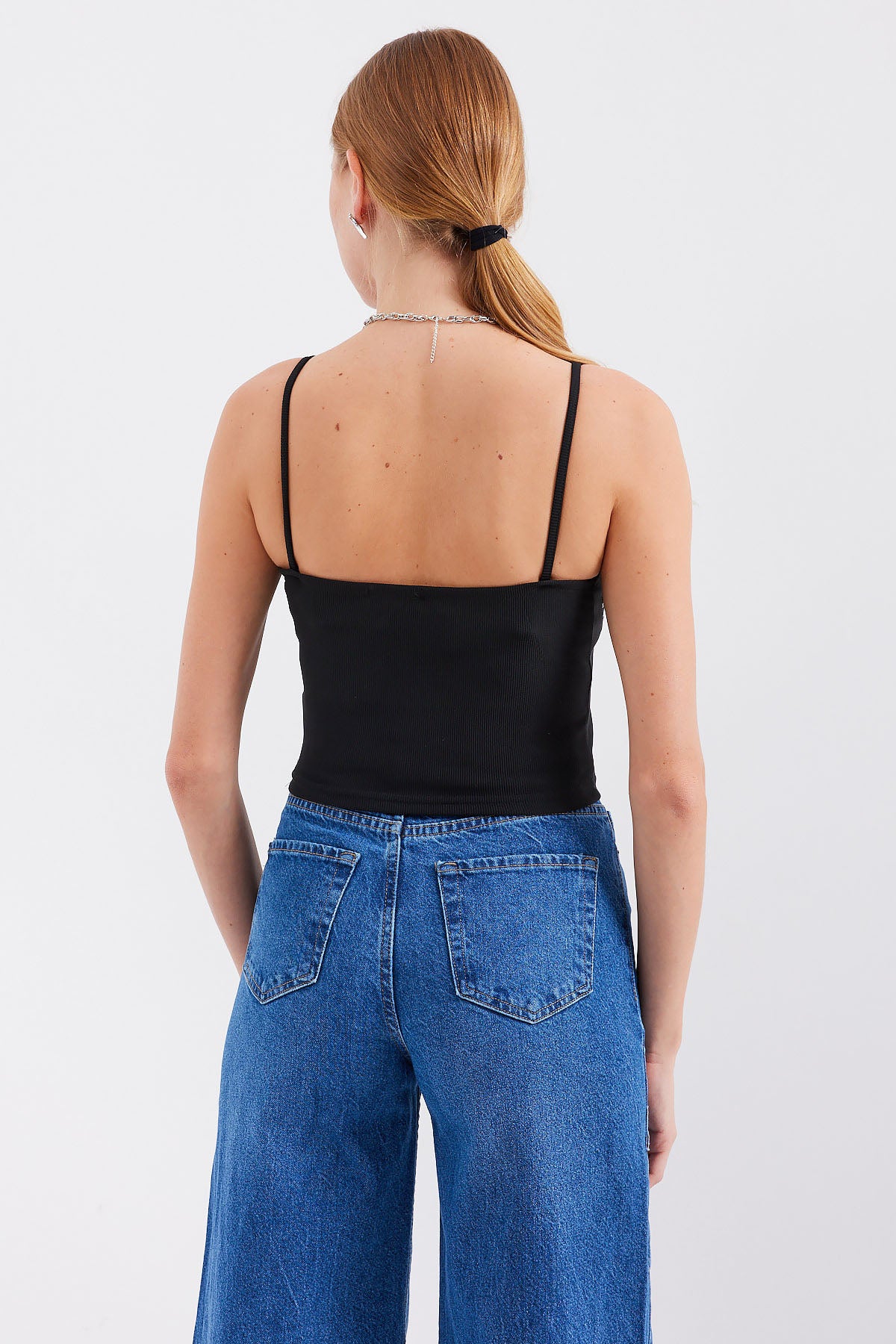 Image of 918 İp Askılı Crop Top - Siyah
