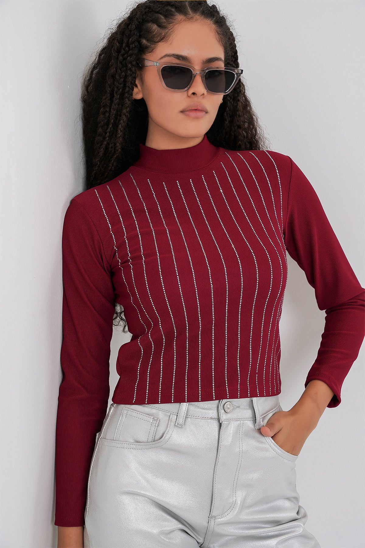 Image of 922 Taşlı Body - Bordo