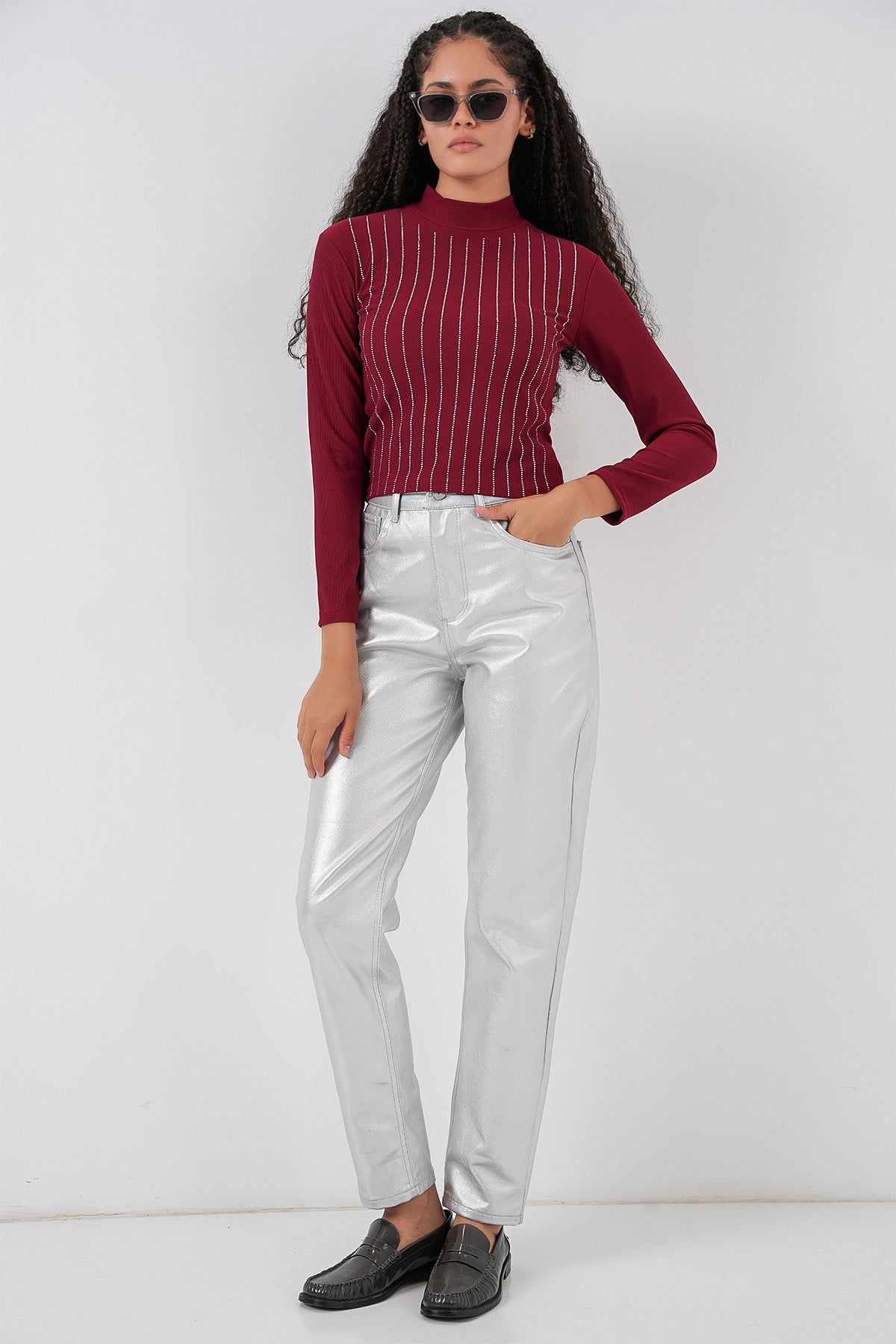 Image of 922 Taşlı Body - Bordo