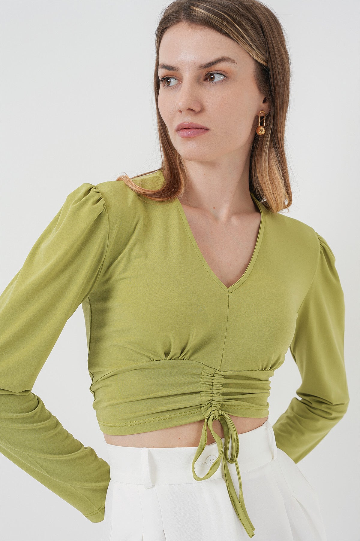 Image of Bluză scurtă Sandy 936 - Verde închis