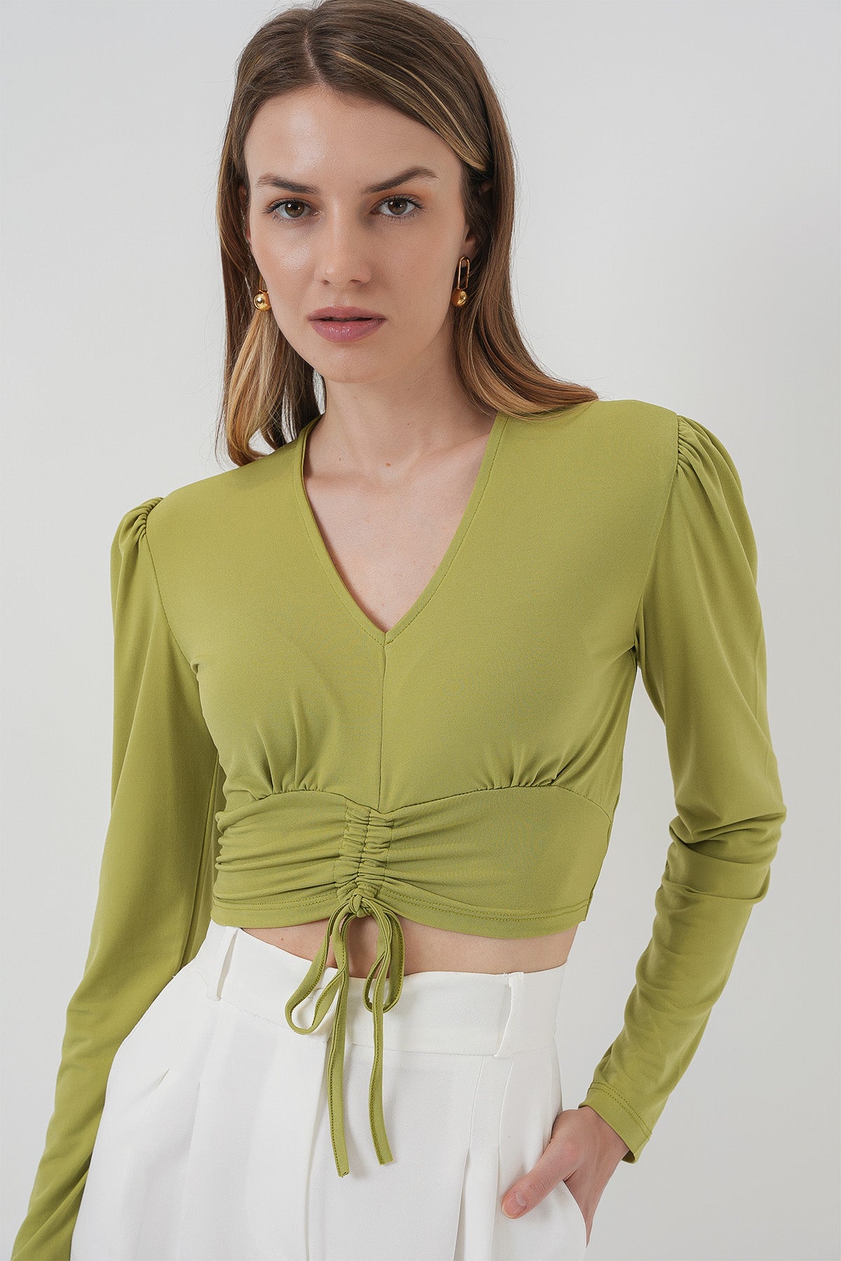 Image of Bluză scurtă Sandy 936 - Verde închis