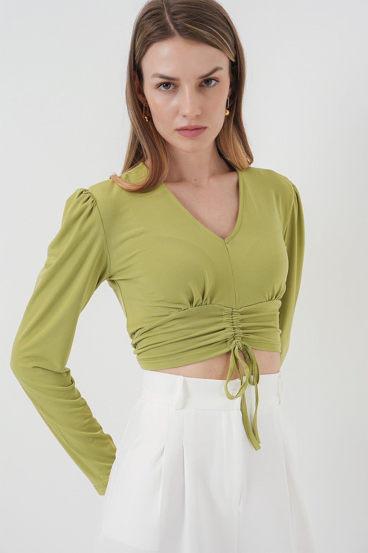 Image of Bluză scurtă Sandy 936 - Verde închis