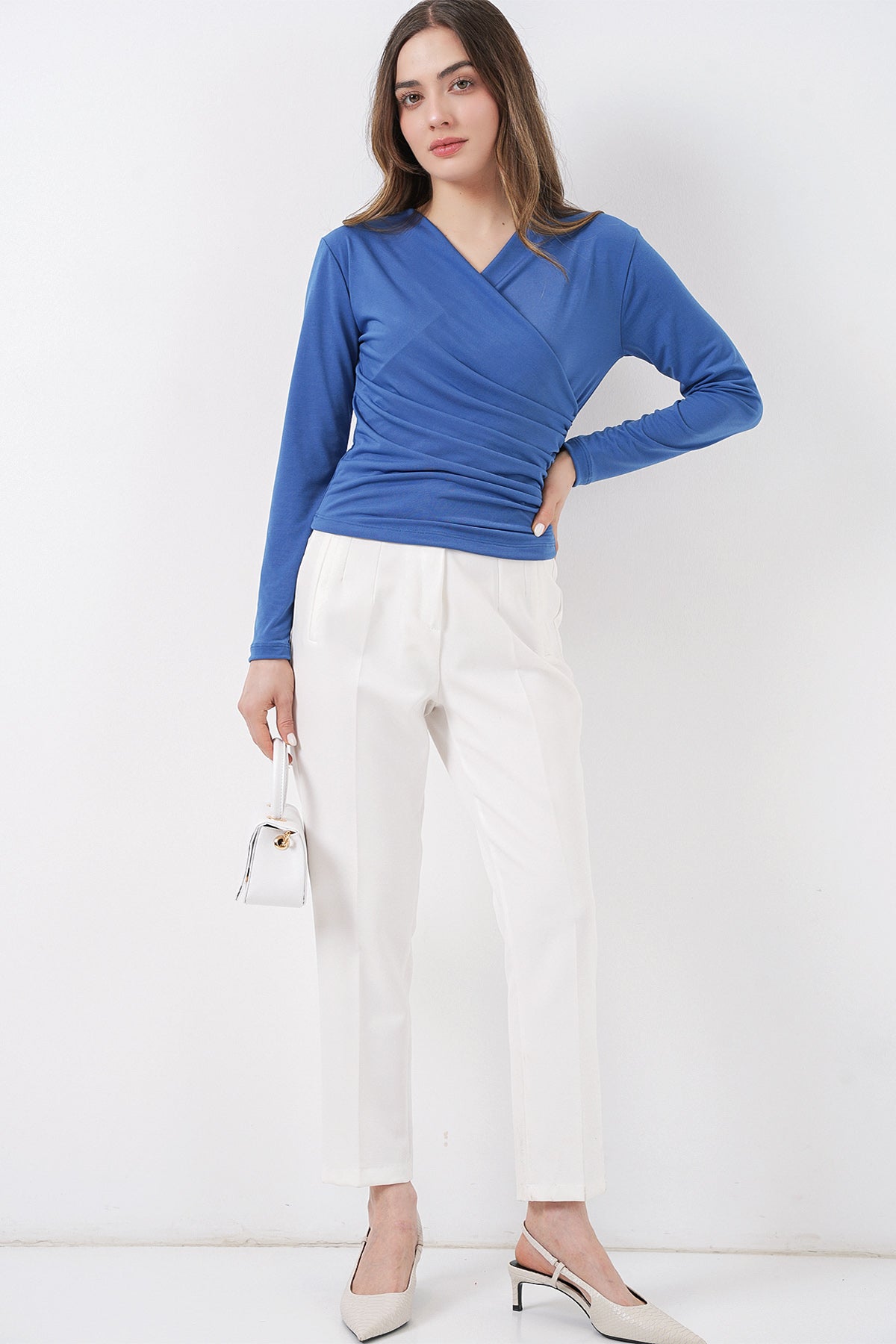Image of 939 Anvelop Yaka Sandy Bluz - İndigo
