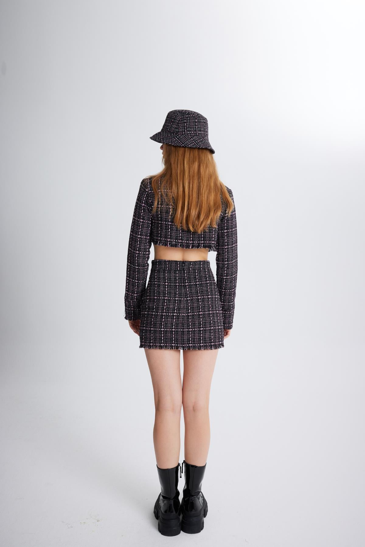 Image of Tüvit Kumaş Crop Tweed Ceket Siyah