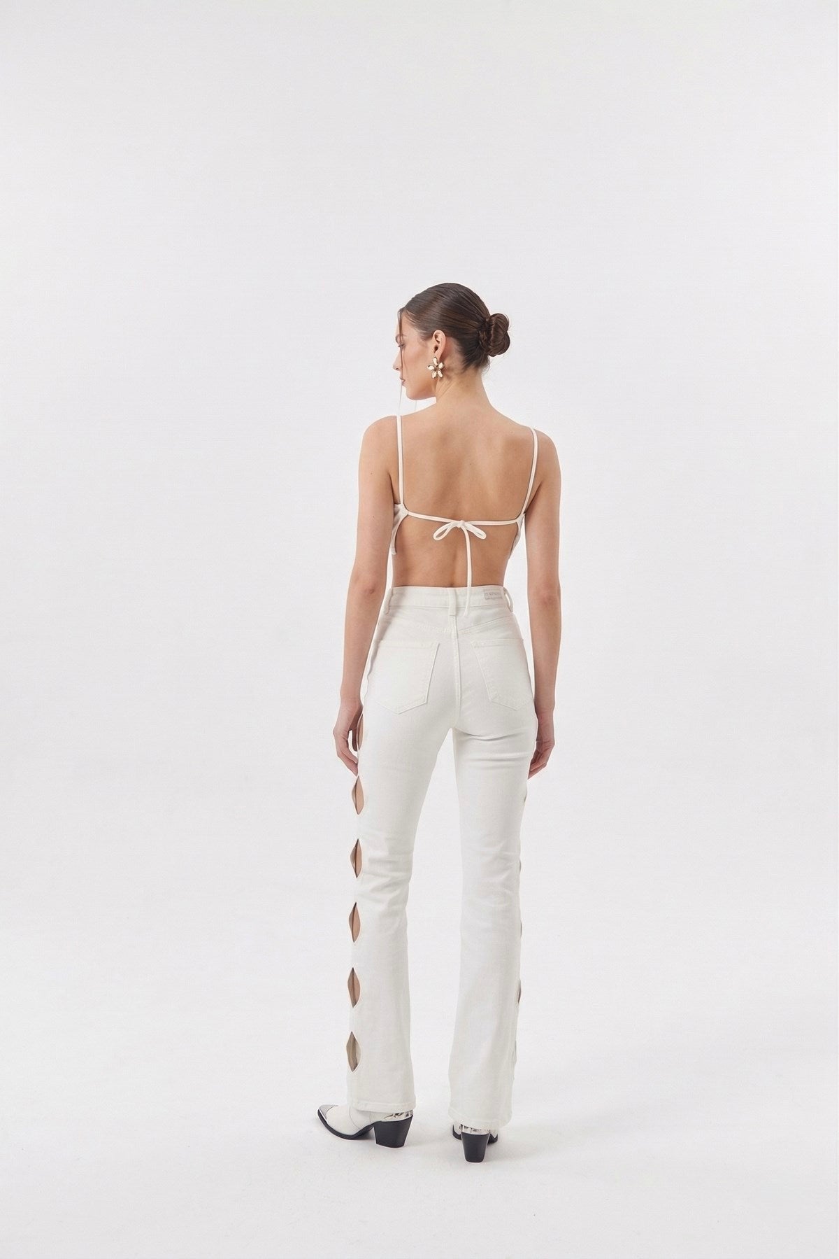 Image of Cutout Jean Pantolon Beyaz