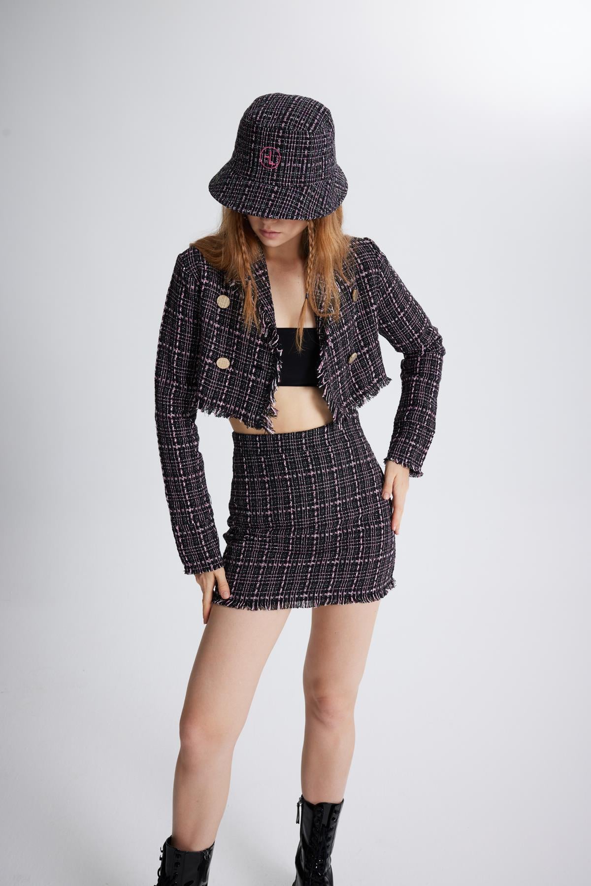 Image of Tüvit Kumaş Mini Tweed Etek Siyah