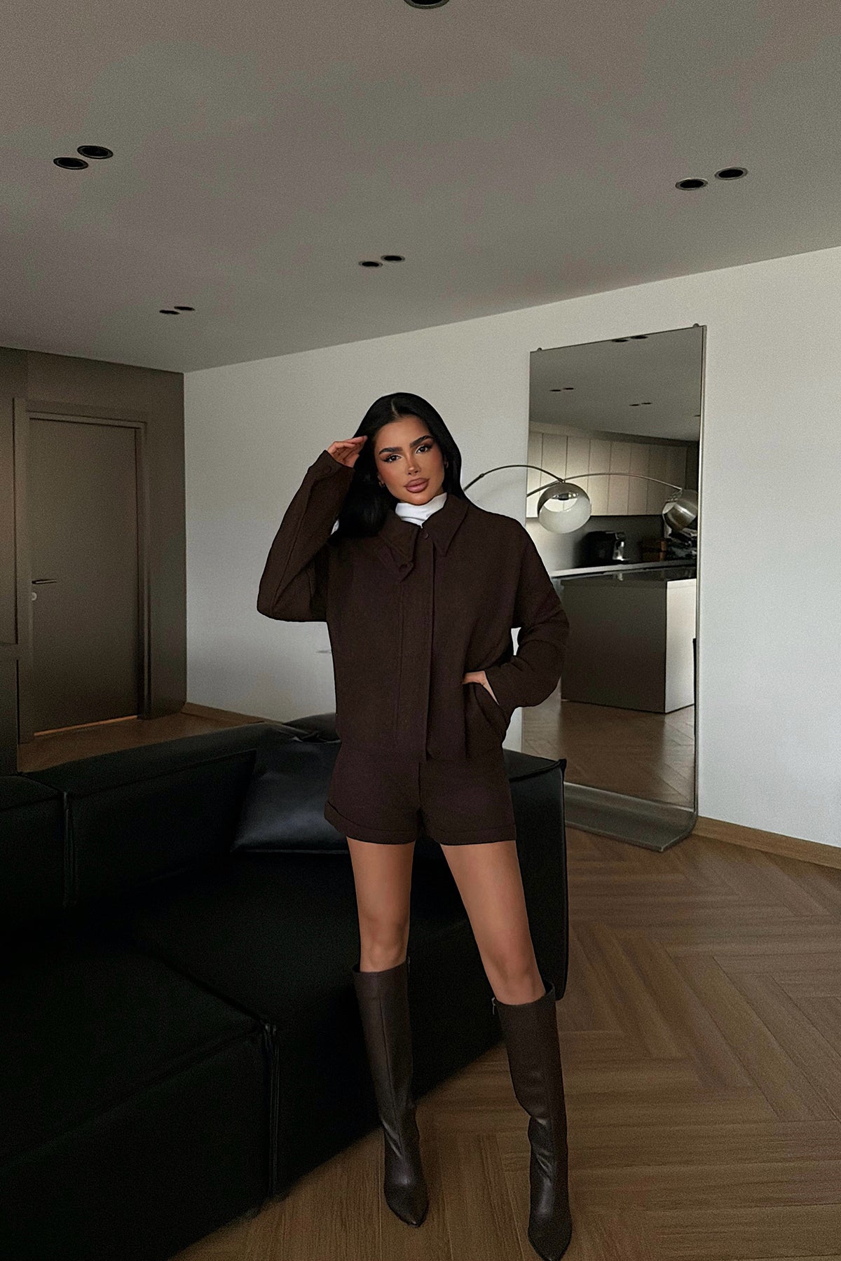 Image of Acı Kahve Marner şort ceket takım ATE-4488