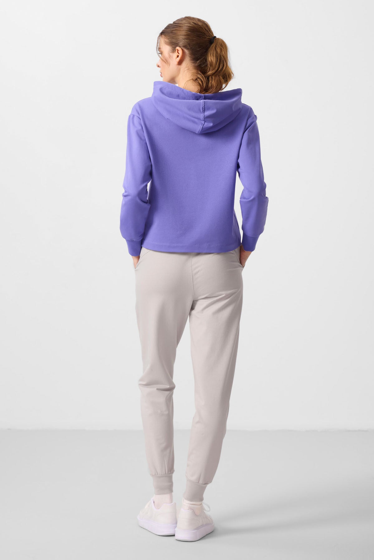 Image of Açık Eflatun-Taş Kapüşonlu Oversize Kadın Eşofman Takım - 95336