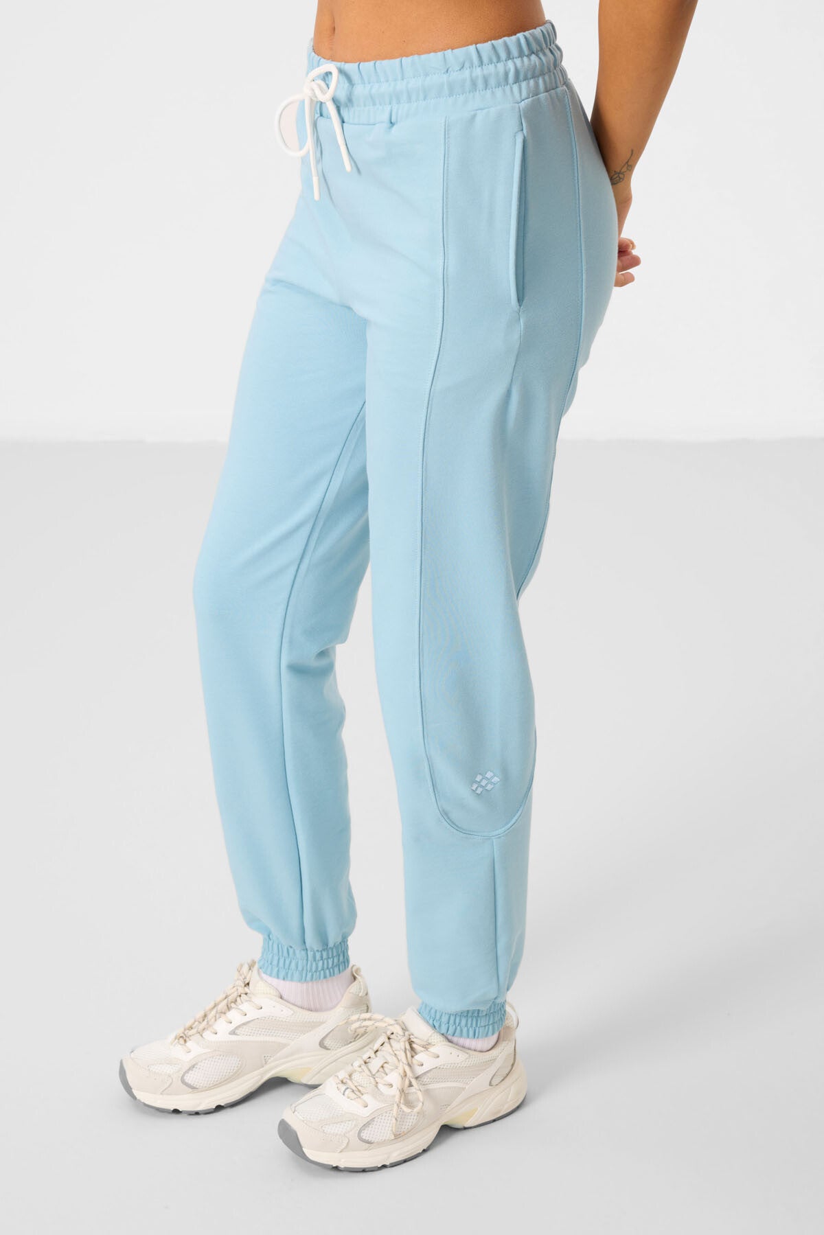 Image of Açık Mavi O Yaka Basic Oversize Kadın Eşofman Tunik Takım - 95347