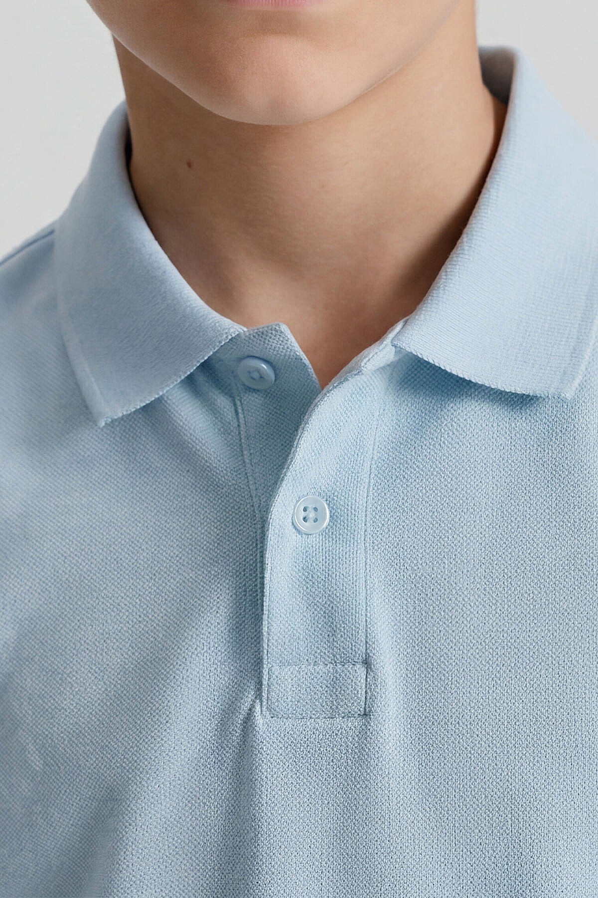 Image of Açık Mavi Polo Yaka Standart Fit Basic Unisex Çocuk T-Shirt - 11330