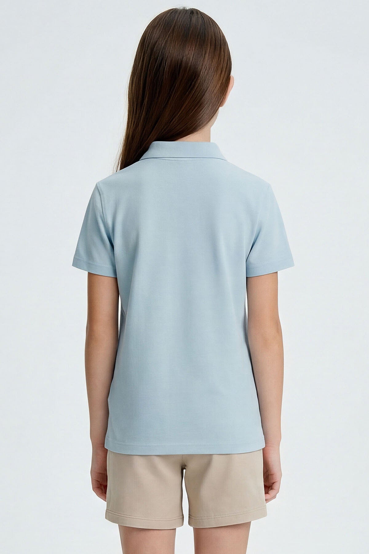 Image of Açık Mavi Polo Yaka Standart Fit Basic Unisex Çocuk T-Shirt - 11330
