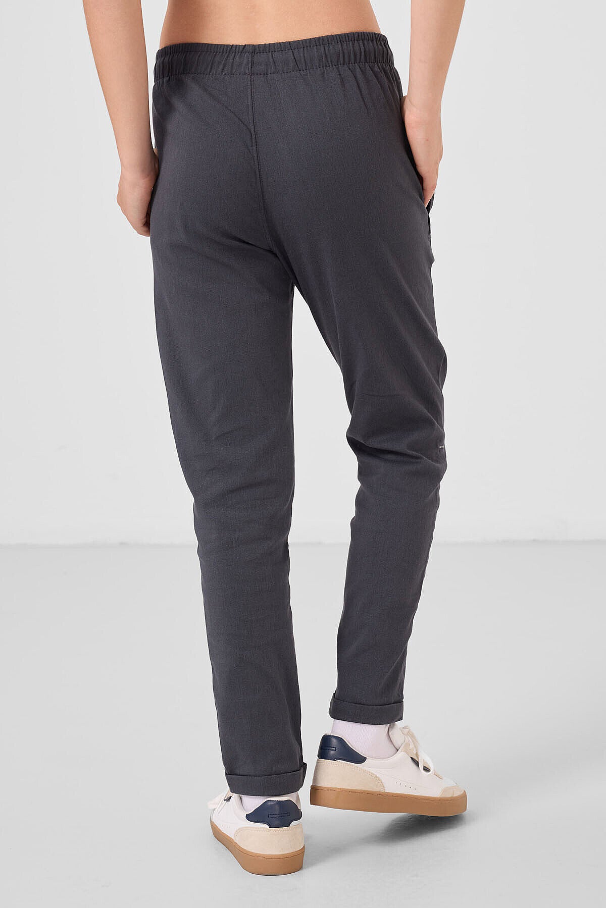 Image of Pantaloni chino elastici ușori, țesuți, antracit, croială standard, pentru băieți - 11272