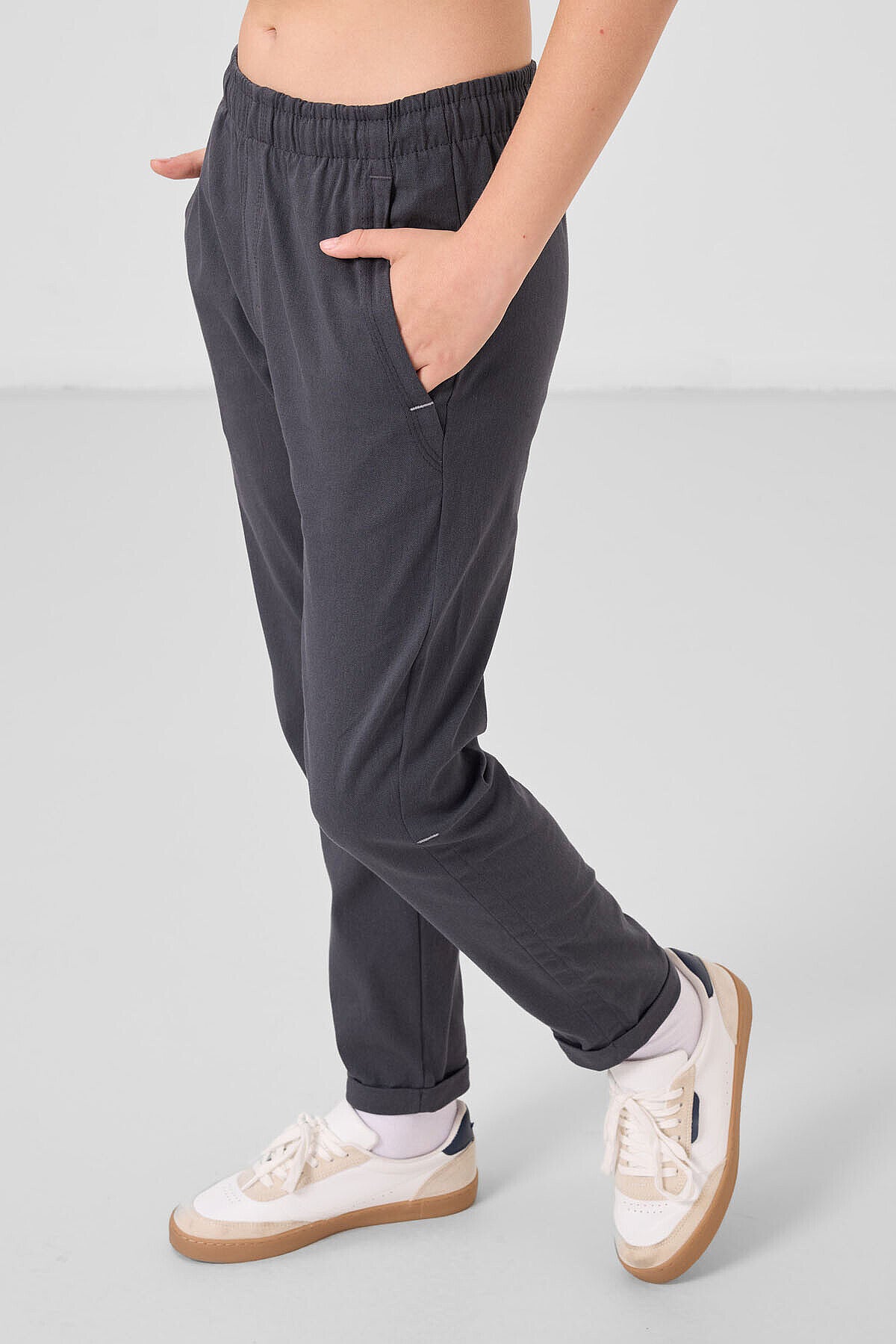 Image of Antrasit Standart Fit Dokuma Hafif Esnek Chino Erkek Çocuk Pantolon - 11272