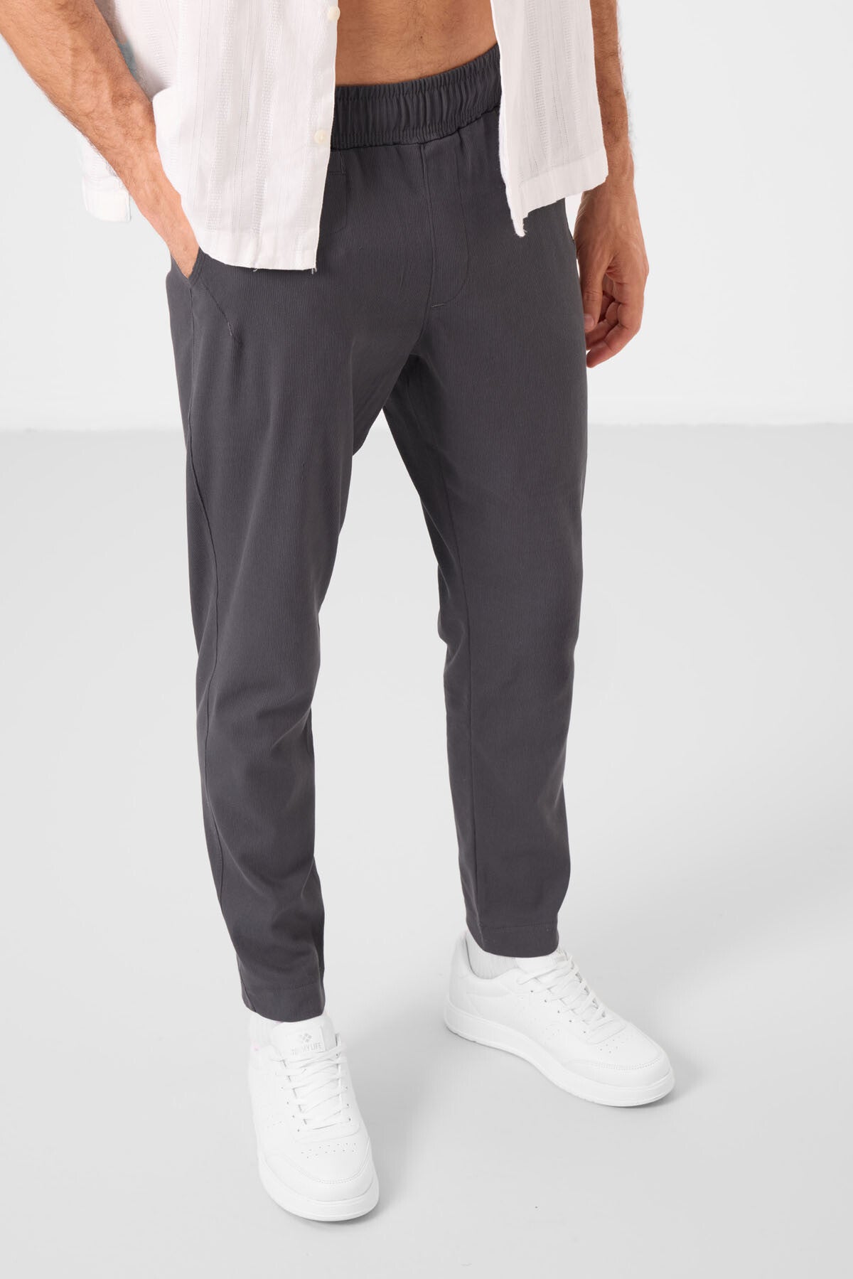 Image of Antrasit Standart Fit Dokuma Hafif Esnek Chino Erkek Pantolon - 82177