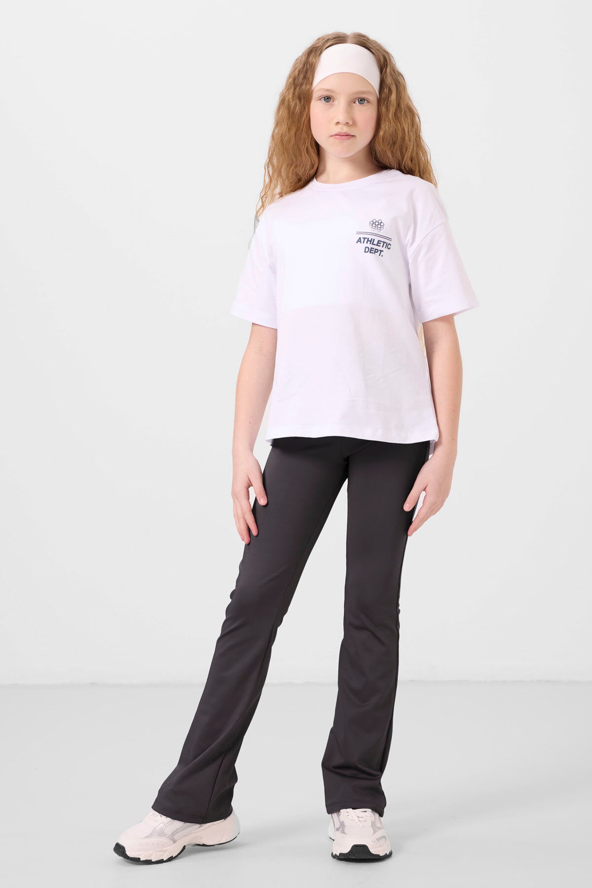 Image of Antrasit Esnek Standart Fit Basic Performans İspanyol Paça Kız Çocuk Tayt - 75193