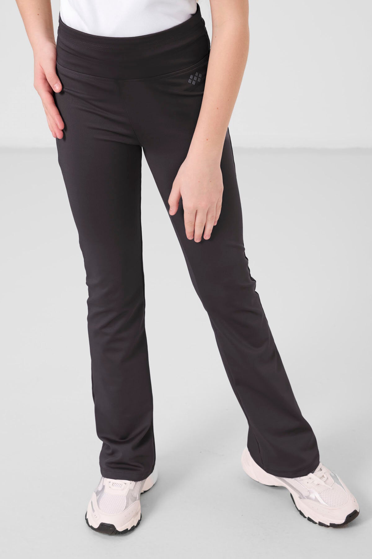 Image of Antrasit Esnek Standart Fit Basic Performans İspanyol Paça Kız Çocuk Tayt - 75193