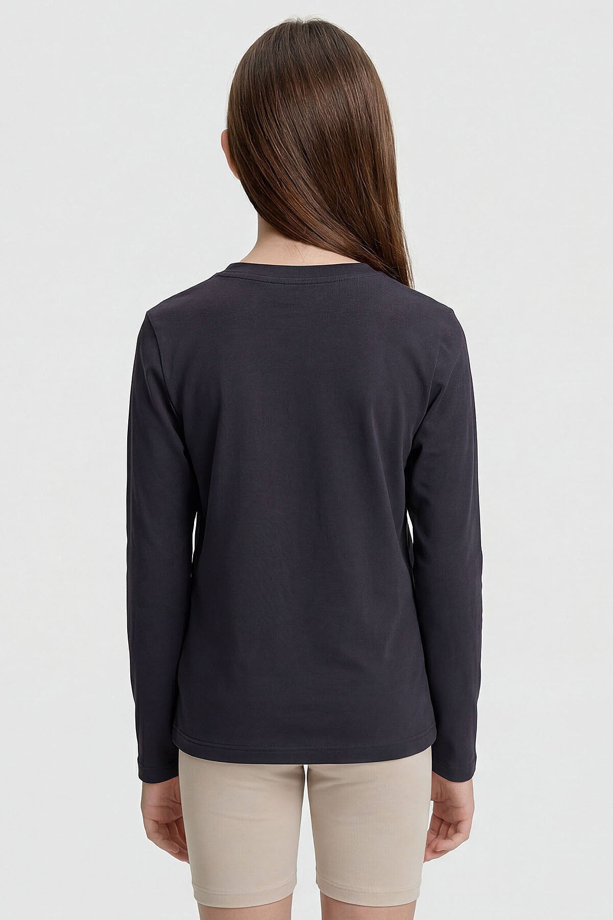 Image of Tricou unisex pentru copii, antracit, cu guler rotund, croială standard, mânecă lungă - 11329