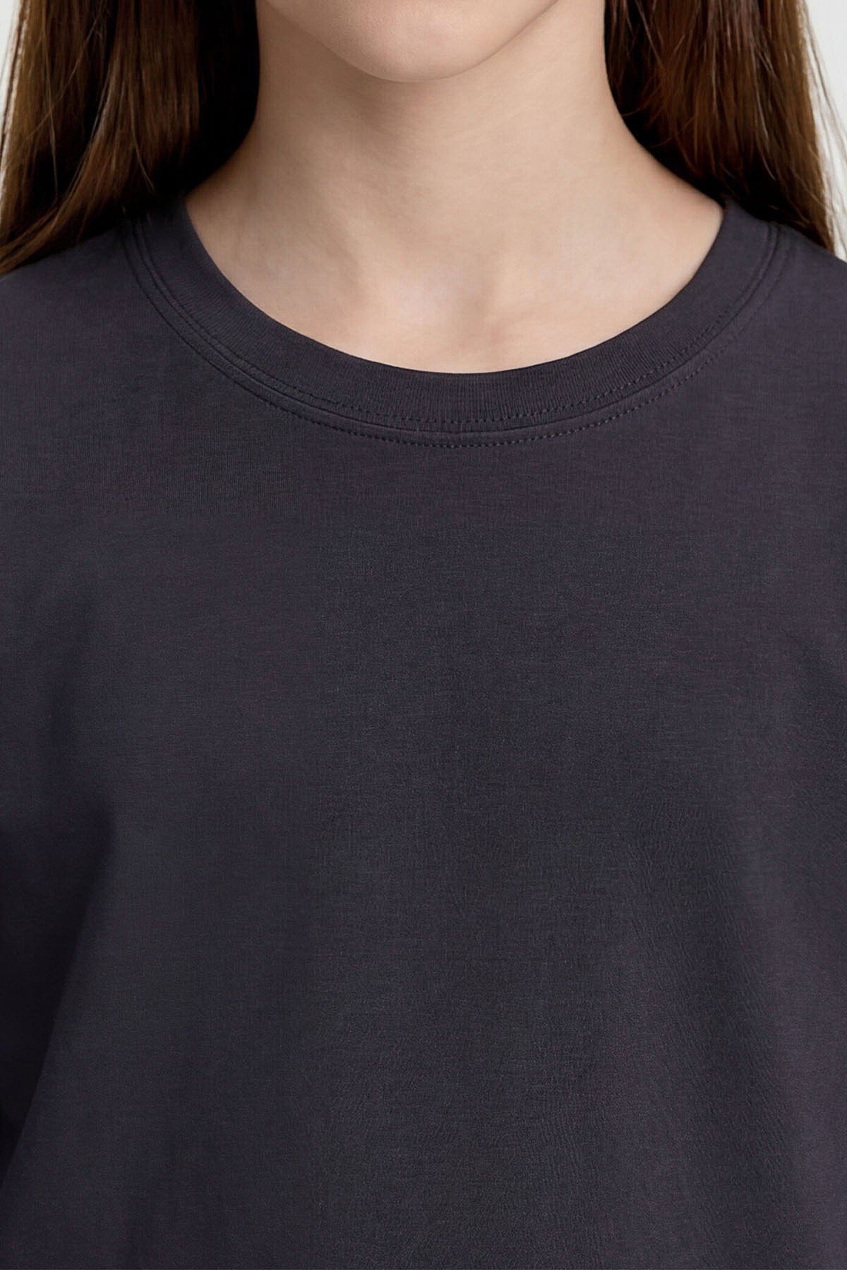Image of Antrasit O Yaka Standart Fit Basic Uzun Kollu Unisex Çocuk T-Shirt - 11329