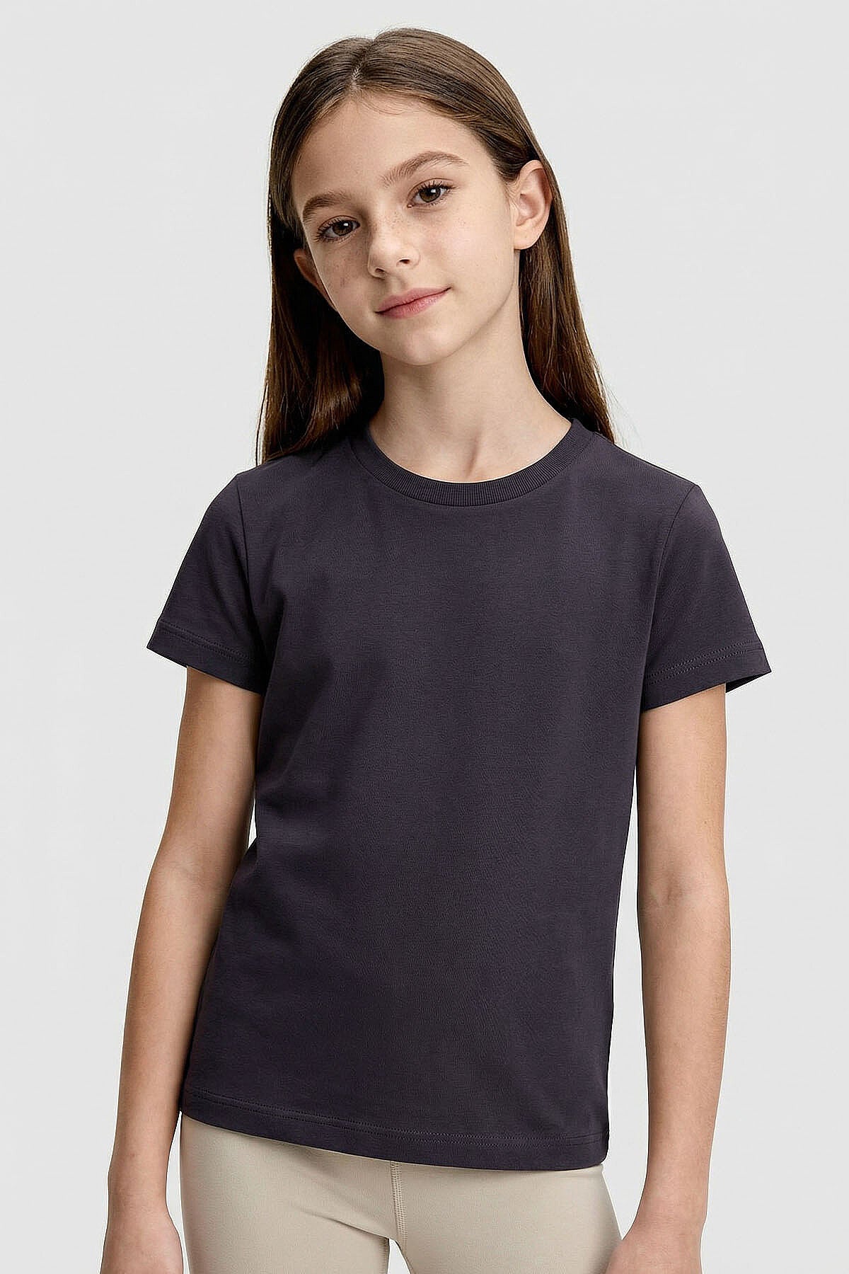 Image of Antrasit O Yaka Standart Fit Basic Unisex Çocuk T-Shirt - 11328