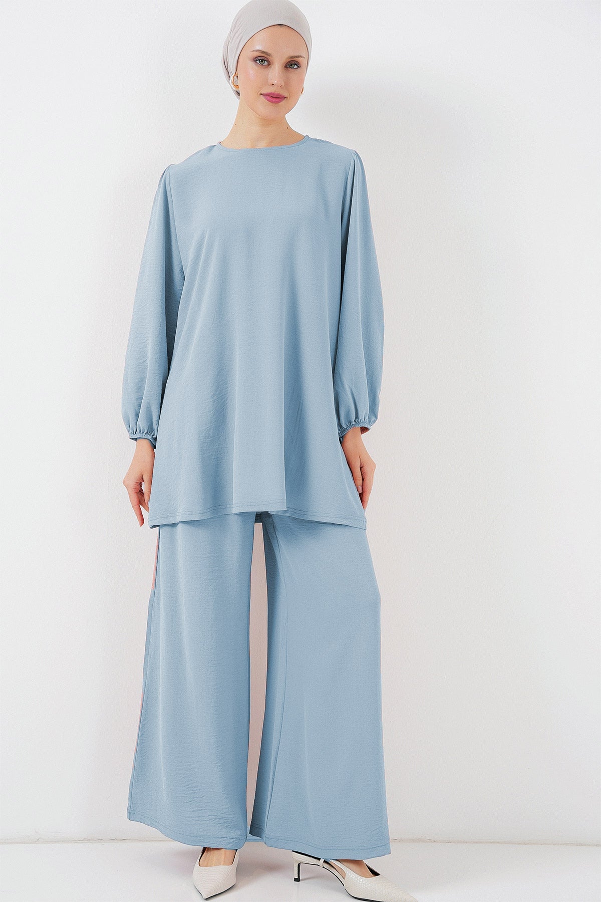 Image of Set tunică și pantaloni Ayrobin 6712 - Albastru deschis