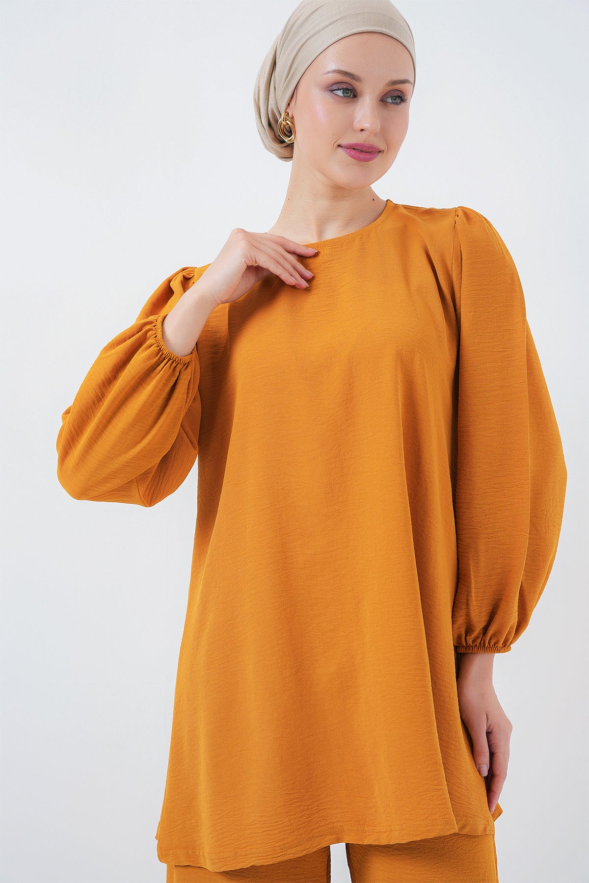 Image of Set tunică și pantaloni Ayrobin 6712 - Muștar