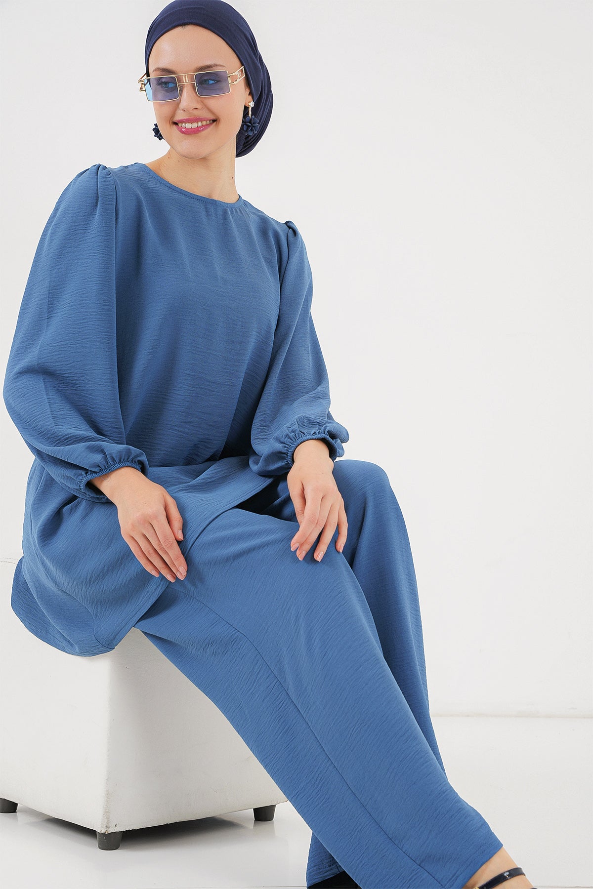 Image of Ayrobin Tunik Pantolon Alt Üst Takım 6712 - İndigo