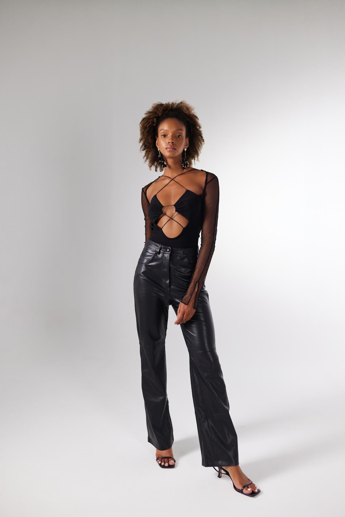Image of Bel Bağlamalı Bony Bodysuit Siyah