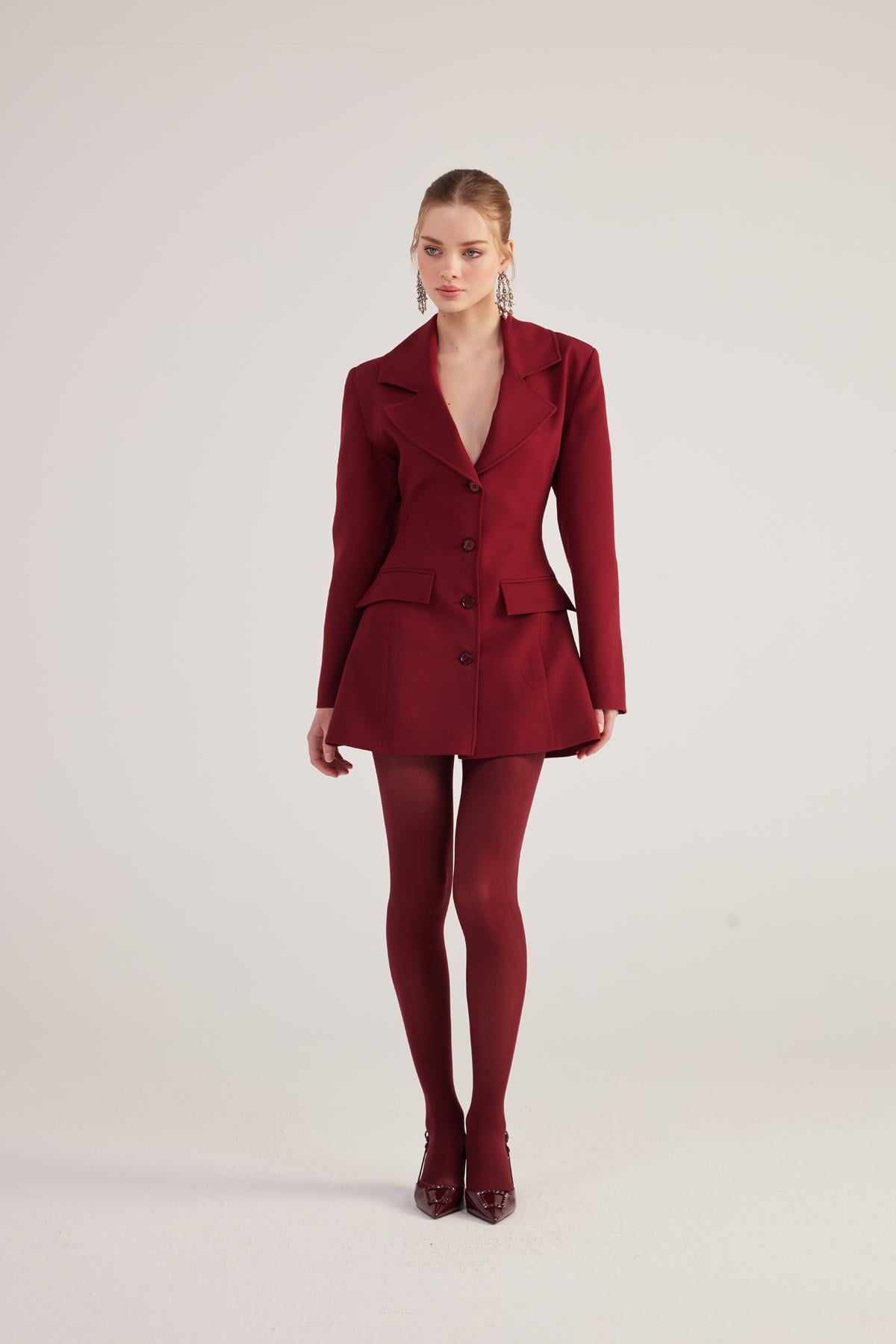 Image of Belden Oturmalı Fit Kesim Deja Blazer Ceket Bordo