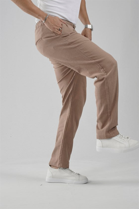 Image of Baggy Fit Kalıp Pamuklu Keten Pantolon