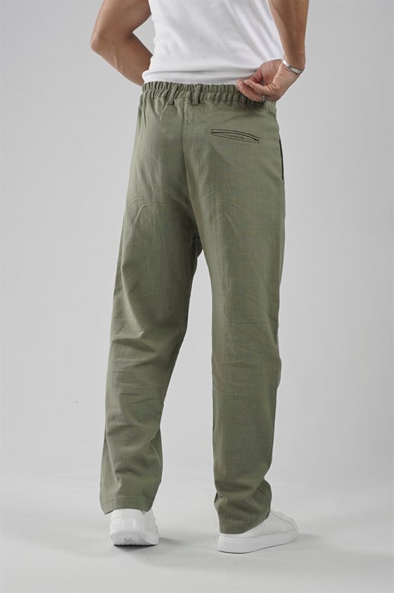 Image of Baggy Fit Kalıp Pamuklu Keten Pantolon