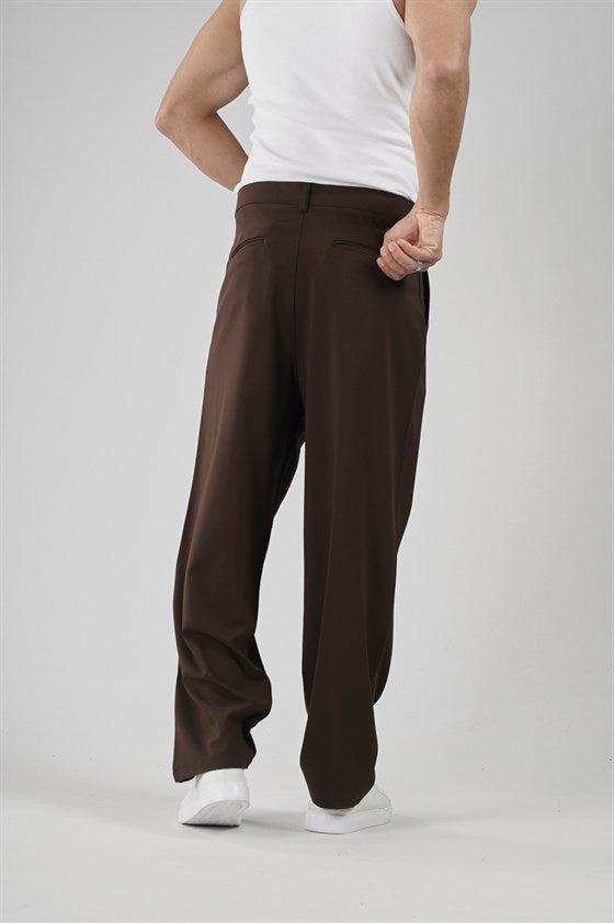 Image of Baggy Kalıp Pileli Kumaş Pantolon