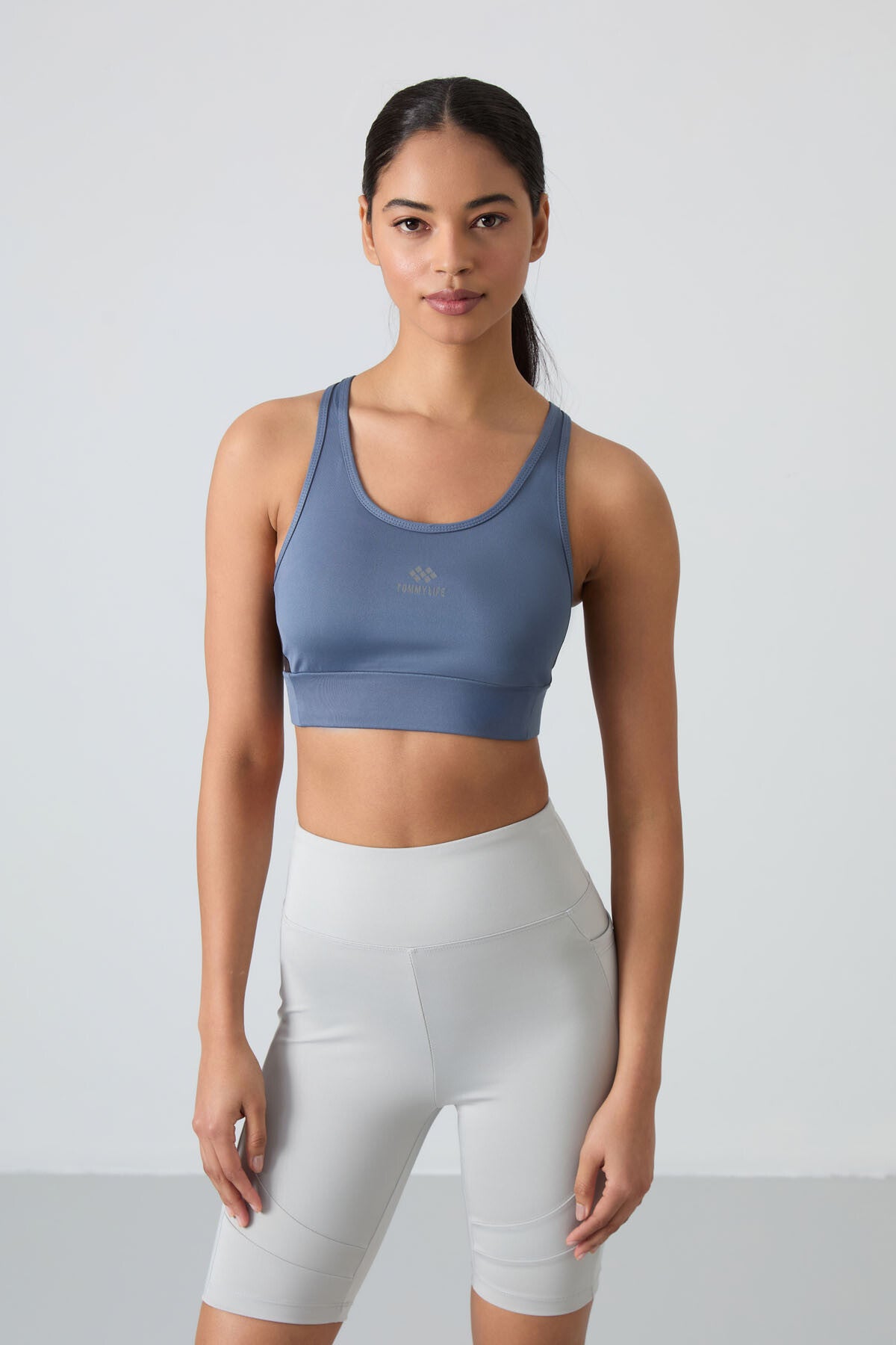 Image of Petrol Çapraz Sırt Detaylı Slim Fit U Yaka Pedli Kadın Spor Büstiyer - 97121