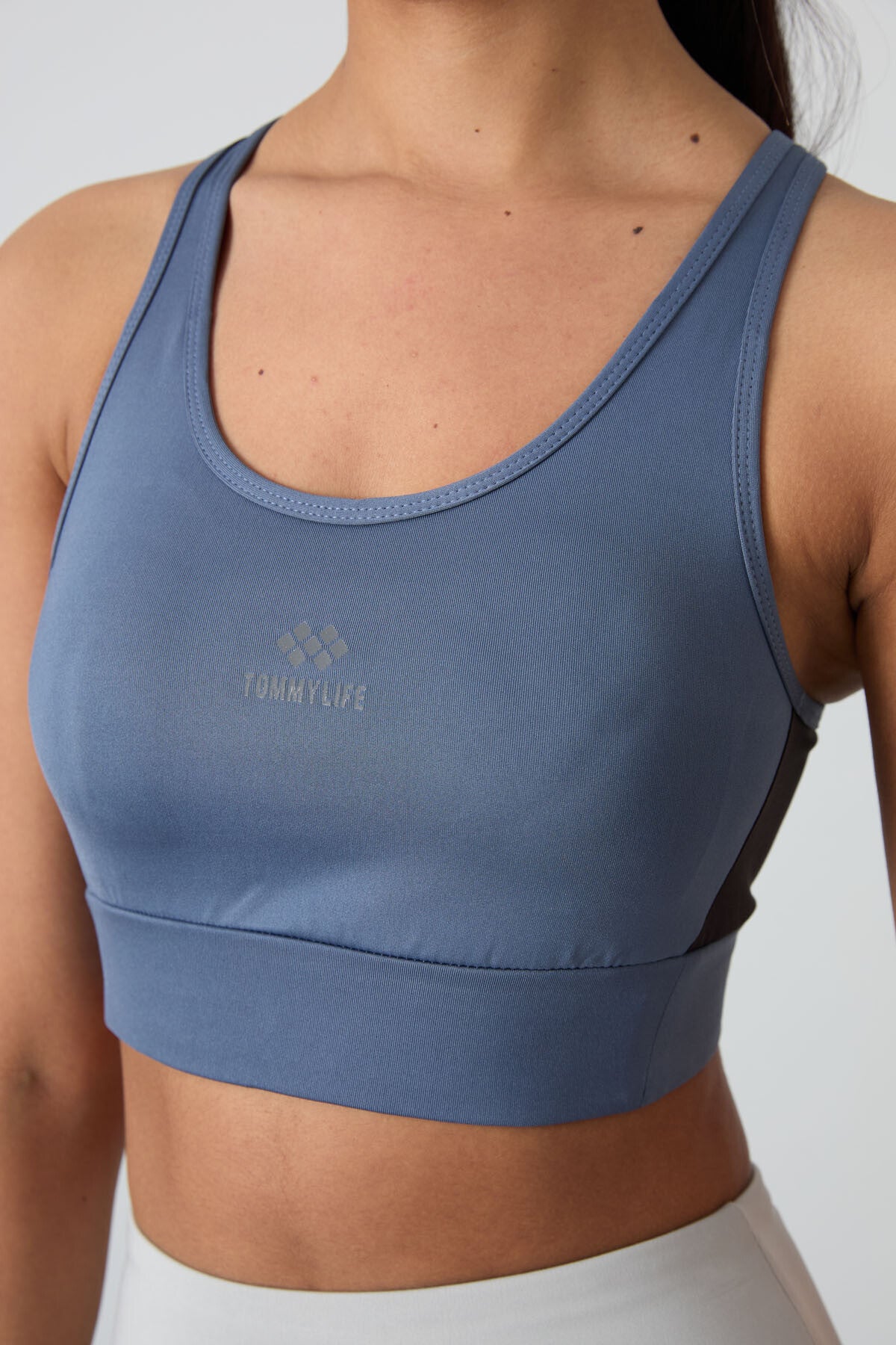 Image of Petrol Çapraz Sırt Detaylı Slim Fit U Yaka Pedli Kadın Spor Büstiyer - 97121