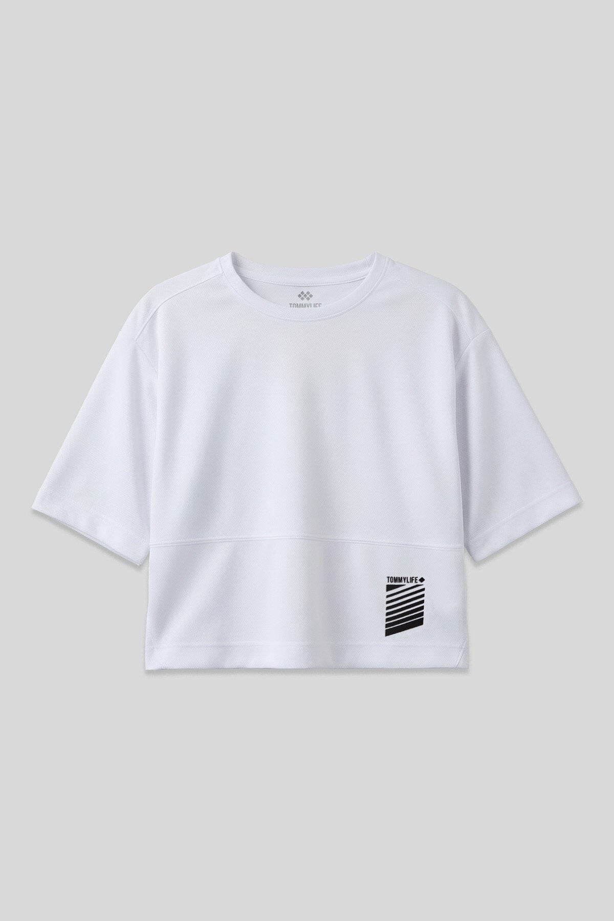 Image of Beyaz Nefes Alan Dokulu İnce Esnek Oversize Fit Performans Kadın T-Shirt - 97284